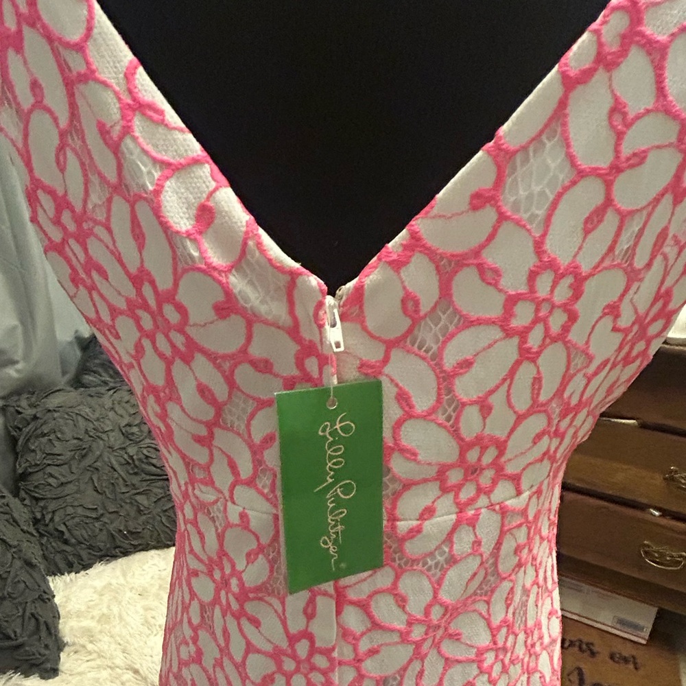 50%off w❤️NWT Lilly Pulitzer Daena Fiesta Pink Nylon Sleeveless Dress 10 $278 - Picture 8 of 16